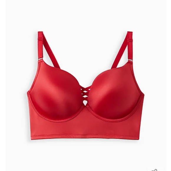torrid Other - Torrid Longline Xo Push Up Bra - Shine Red With 360° Back Smoothing Size 42D NWT